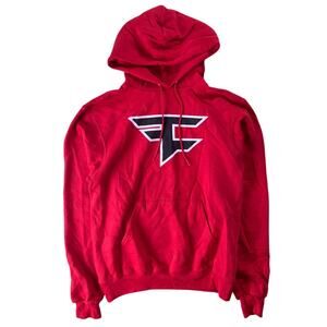 FaZe Clan Hoodie Mens S Red Pullover Fleece Drawstring Kangaroo Pocket Logo